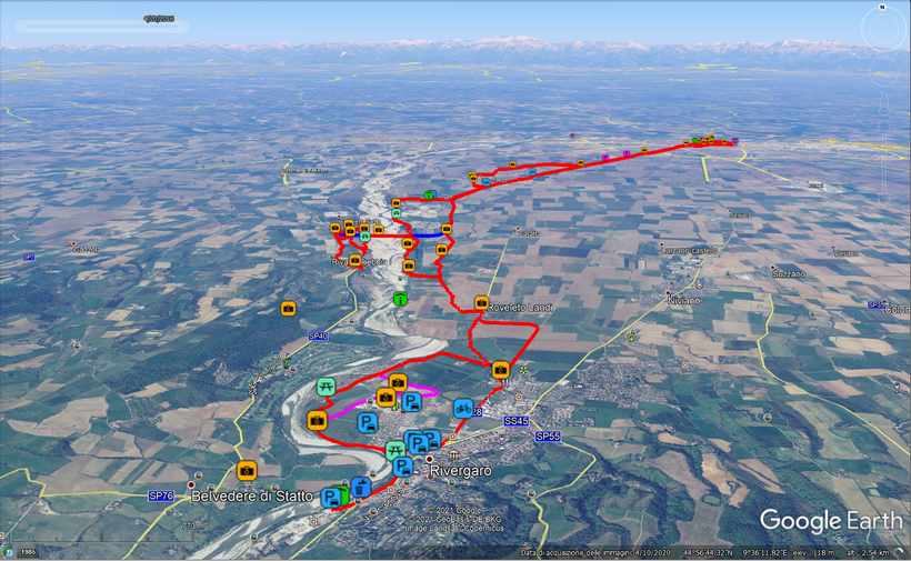 Traccia KMZ itinerario Ciclovia del Trebbia